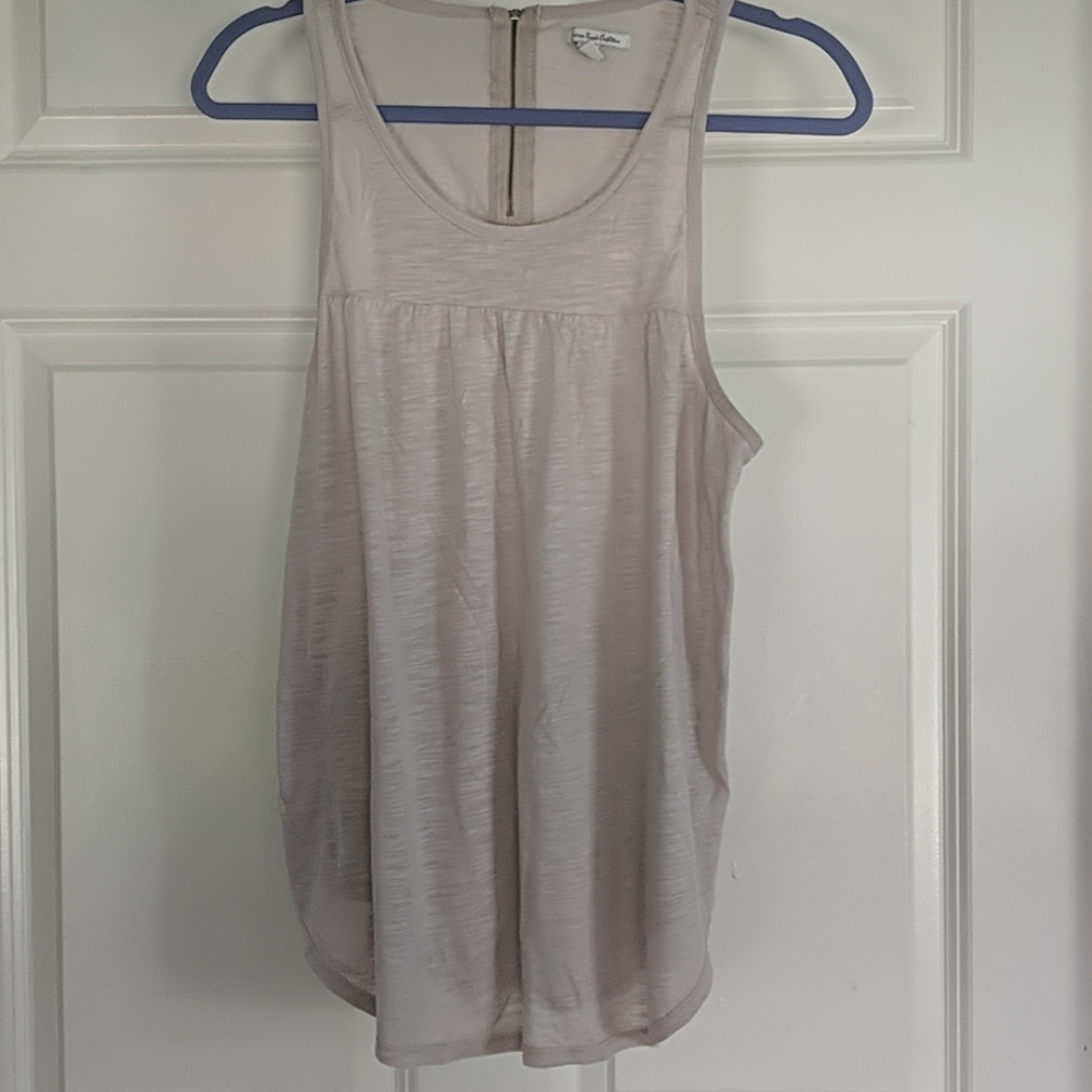American Eagle Cream Tank Top with Zipper Back